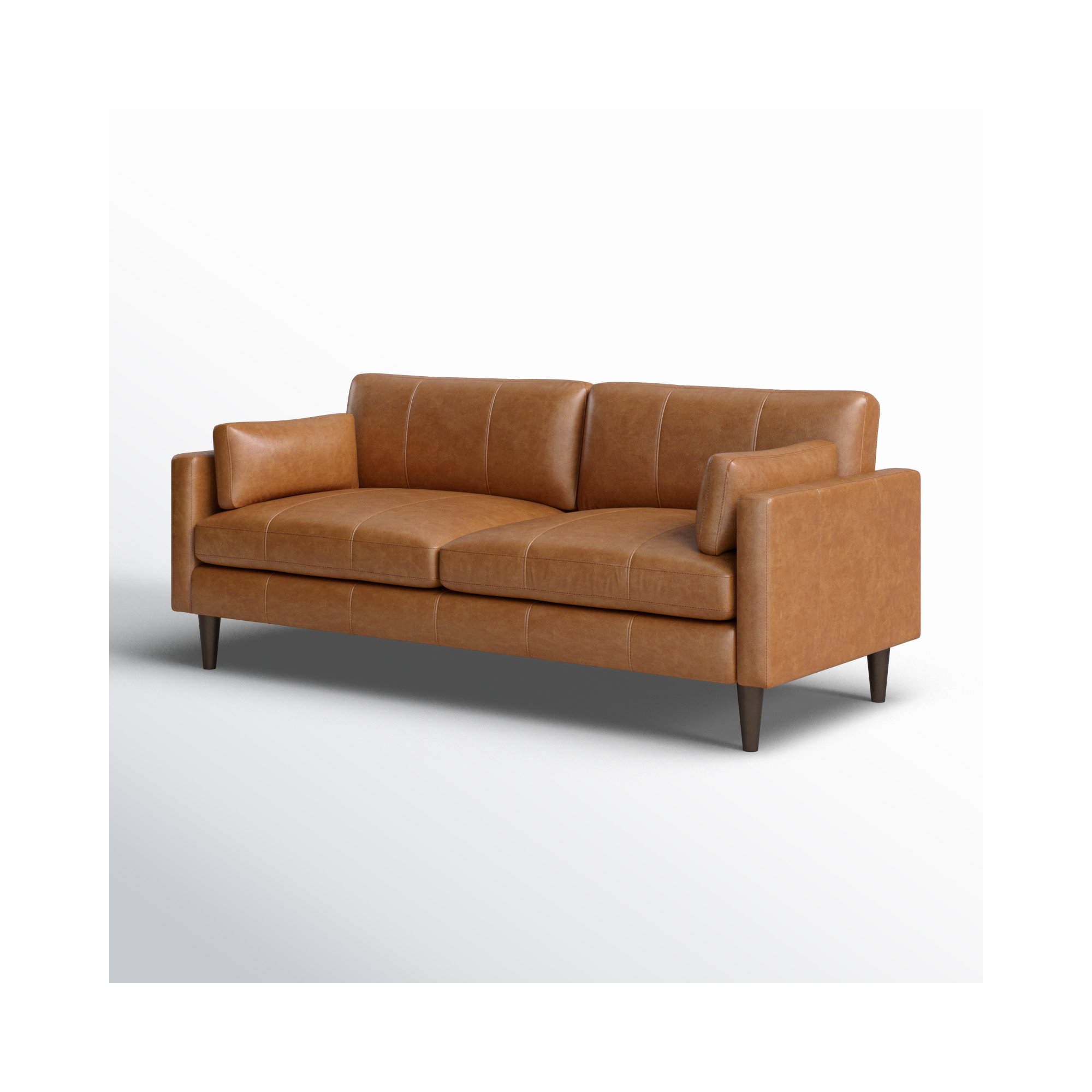 Viveros 81" Leather Sofa, Dark Walnut, Brown Genuine Leather