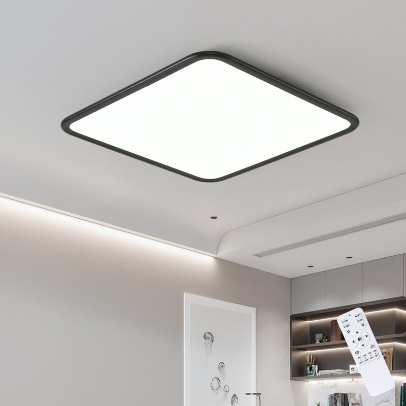 Deshunda 1 - Light 19.7" Simple Square LED Flush Mount, Black