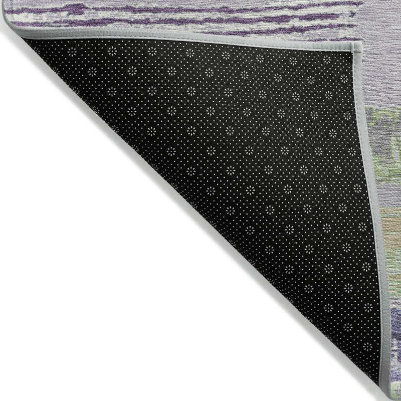 Lavender Flat Woven Synthetic Rectangular Washable Rug 3' x 5'