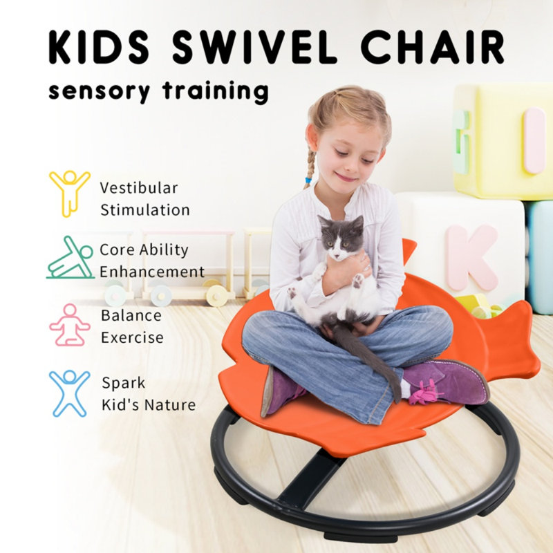 Sensory Spinning Chair for Kids with Autism & ADHD, Swivel Chair for Indoor/Outdoor Use, Sit and Spin Toys, Fish-Shaped Sensory Chairs for Autistic Children, Training Body Coordination
