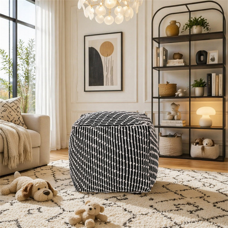 POUF EN COTON TISSÉ