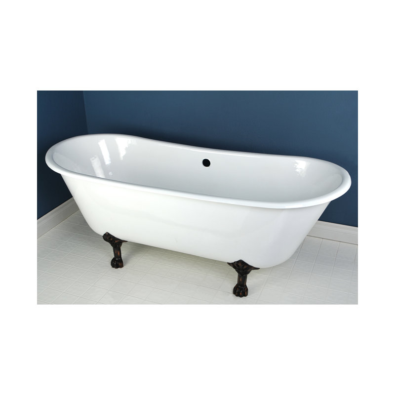 Kingston Brass Aqua Eden 67-Inch Cast Iron Oval Double Slipper Clawfoot Tub (No Faucet Drillings), Oil Rubbed Bronze