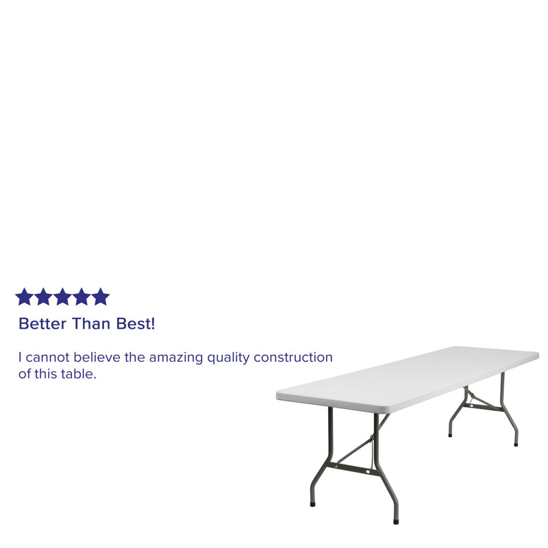 96-Inch Gray Powder Coated Metal Rectangular Folding Table