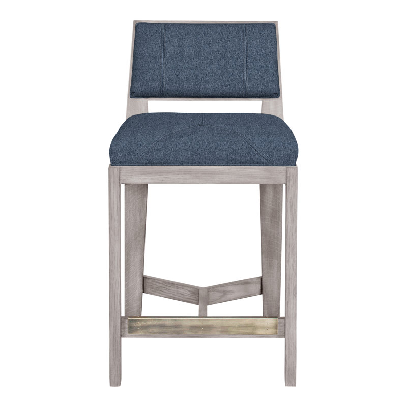 Scoville By Thom Filicia Upholstered Counter Stool with Solid Wood Frame, Gris colombe, Navada bleu