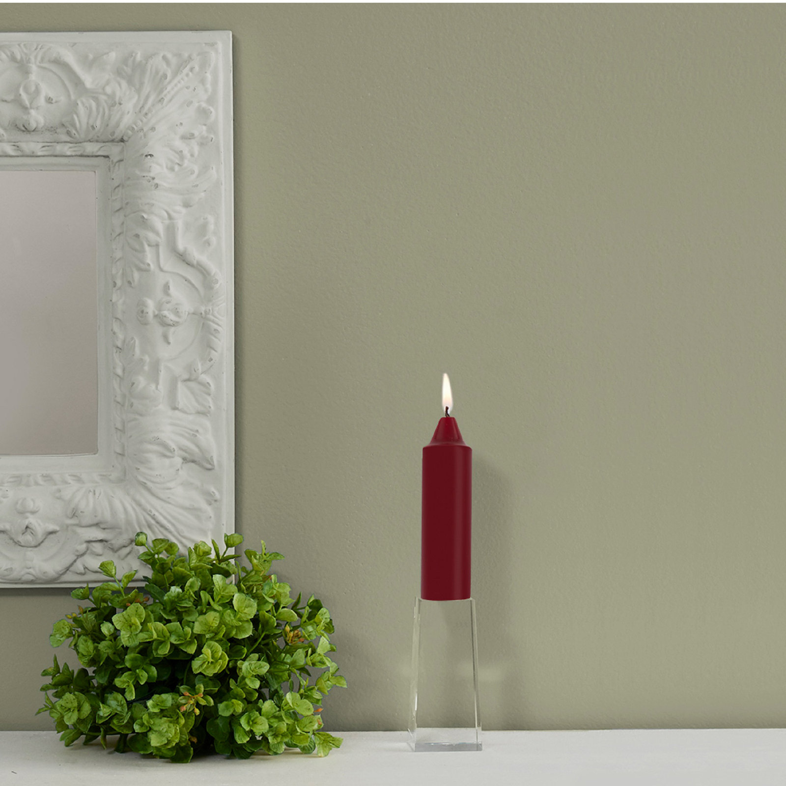 Unscented Taper Candle, Garnet, 5" H x 1.25" W x 1.25" D