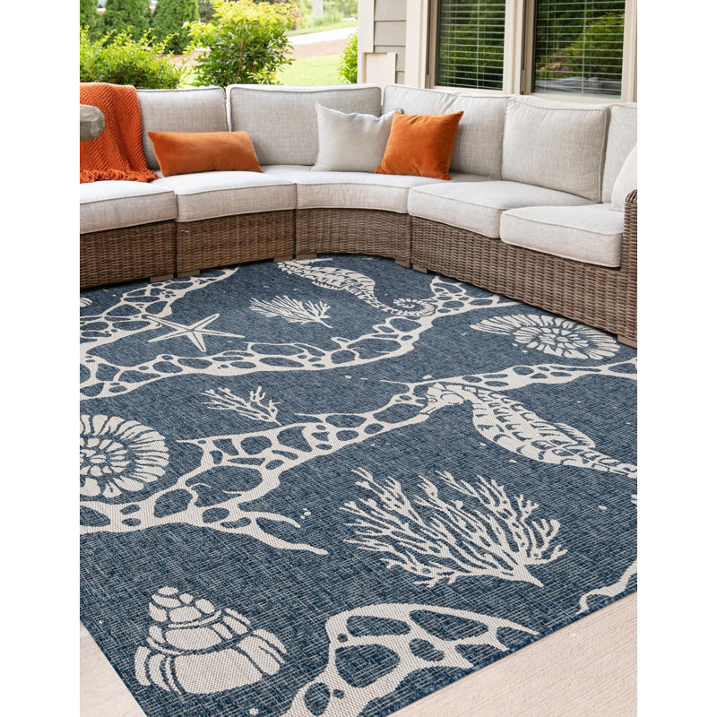Tapis contemporain bleu marine Aycan, Carré 7 pi 10 po