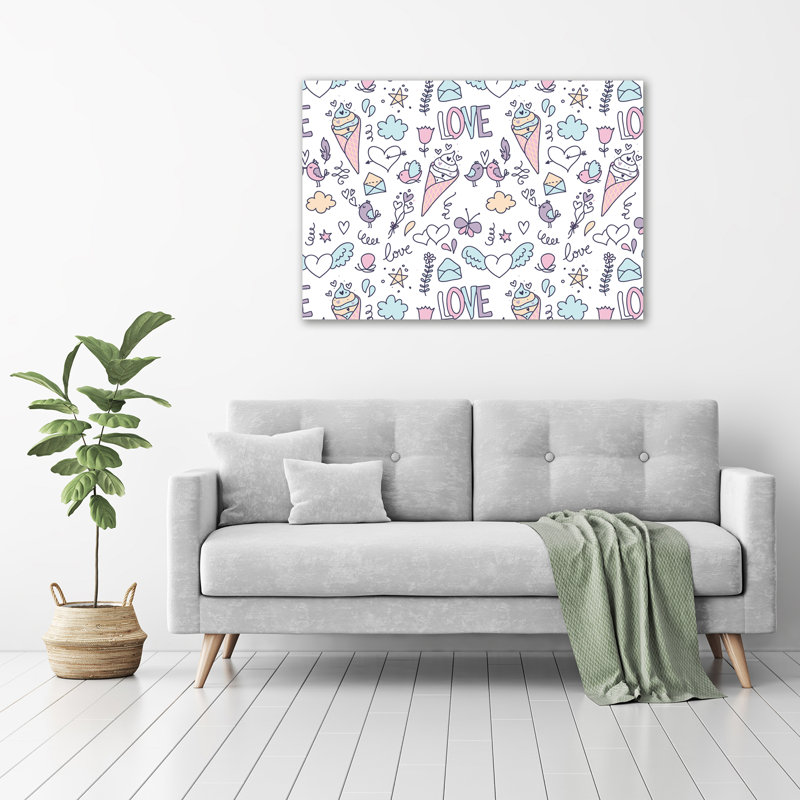 Glass Print Wall Art 100X70cm Image Printed On Glass Decorative Wall Picture Behind Toughened / Tempered Safety Real Glass For Kitchen & Living Room Theme:Romantic Pattern