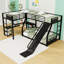 Lit superposé en L en métal avec tablettes et bureau-675130048