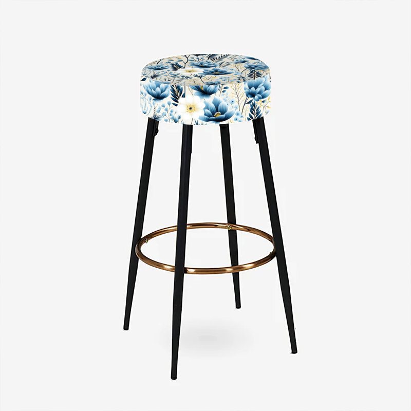 Blue Meadow Floral Pattern I - Floral Bar Stools Set Of 2