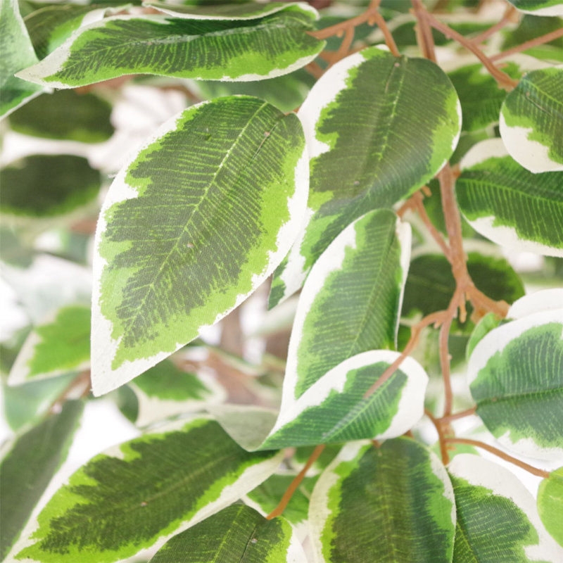100cm Faux Ficus Tree in Metal Pot, Gold
