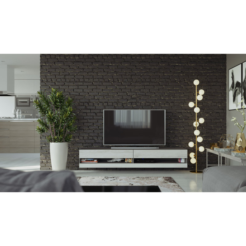 Coan Unfinished Floating TV Stand for TVs up to 78", Grey/White Monaco