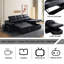 Ensemble de canapé convertible 3 pièces en cuir noir respirant avec rangement et fonction de lit - Canapé modulaire multifonctionnel pour petits espaces