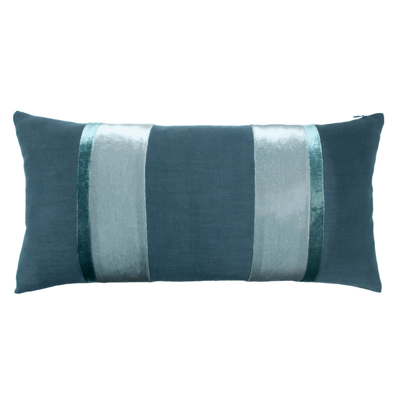 Stripe Lumbar Pillow Cover & Insert, 12" x 24", Lagoon