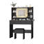 Coiffeuse de maquillage moderne avec miroir à DEL, prises USB, 2 tiroirs et tabouret-1239280466