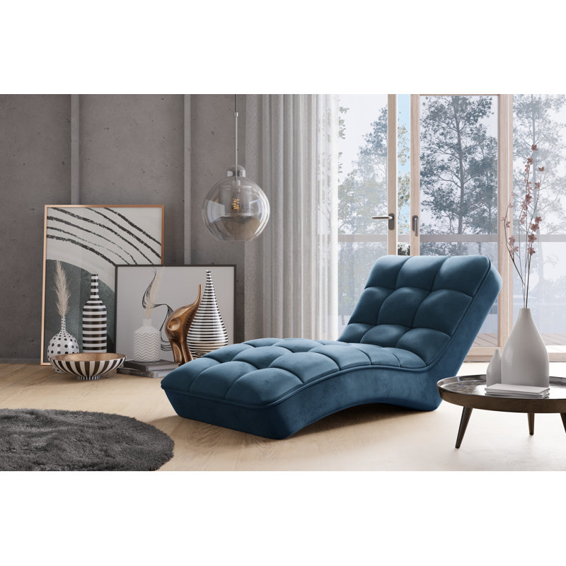 Zakariyya Upholstered Chaise Lounge, Blue