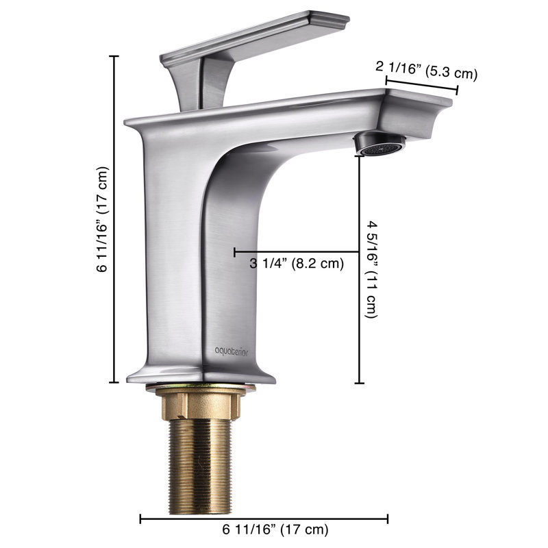 Robinet de salle de bain carré, Nickel brossé