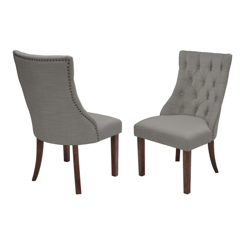 Rackley 19'' H Tufted Linen Upholstered Side Chair, 2, Gray