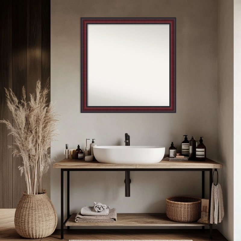 Miroir de salle de bain mural Dalat, 29,75 po x 29,75 po, Cerisier