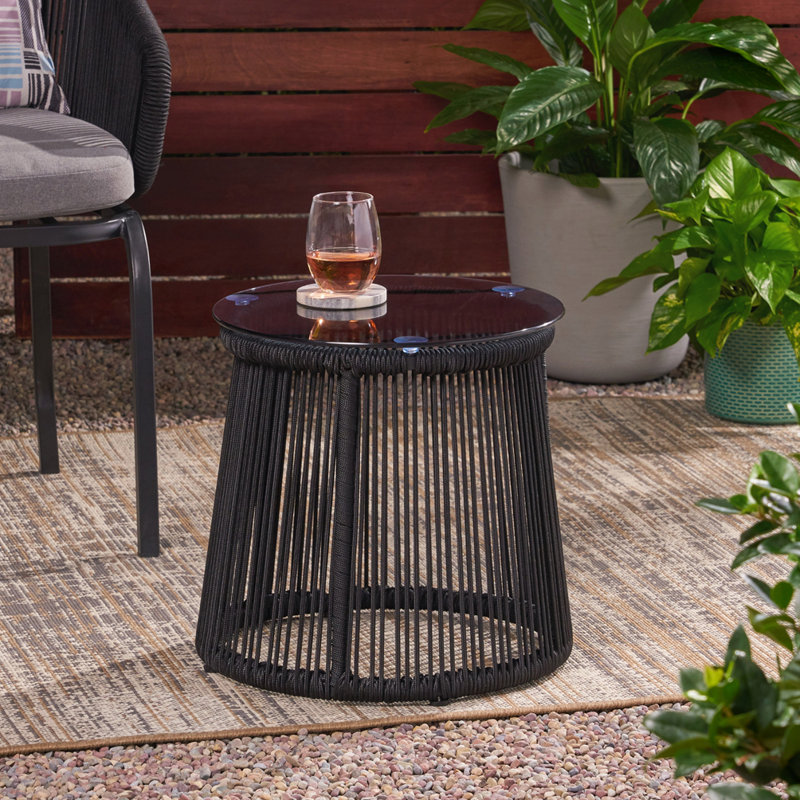 Table d'appoint d'extérieur pour patio, Noir