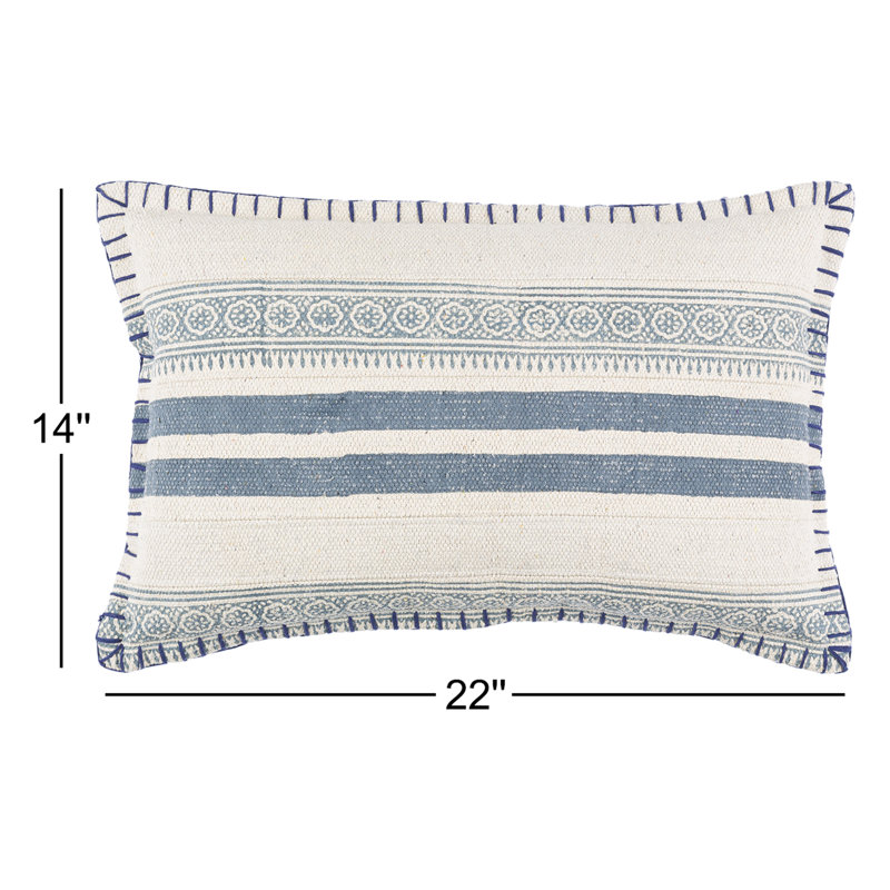 Cotton Reversible Throw Pillow, Polyester, 14" x 22"