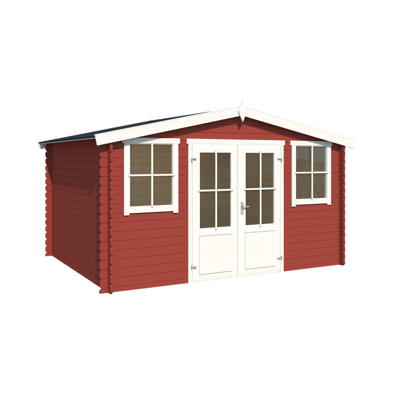 Lasita Dallas 12.5 x 10 Ft. Apex Roof Summerhouse With Single Glazed Windows (28mm), DALLAS SWEDISH RED