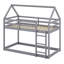 Lit simple superposé en forme de maison avec échelle, lit superposé bas en forme de maison avec barrière de sécurité-107391822