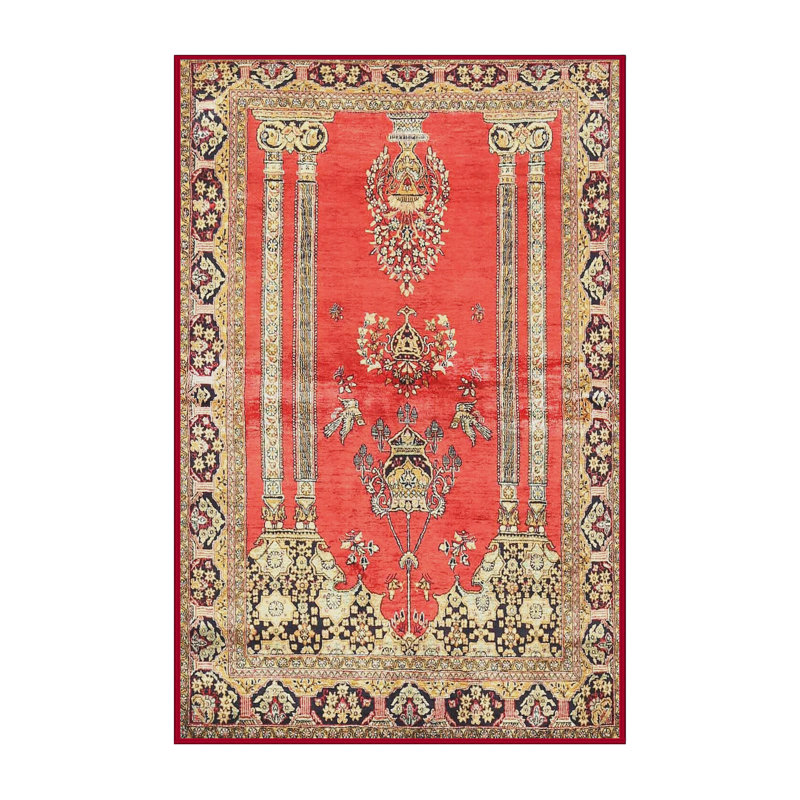 Tapis oriental rouge / vert, Rectangle 2 pi x 4 pi
