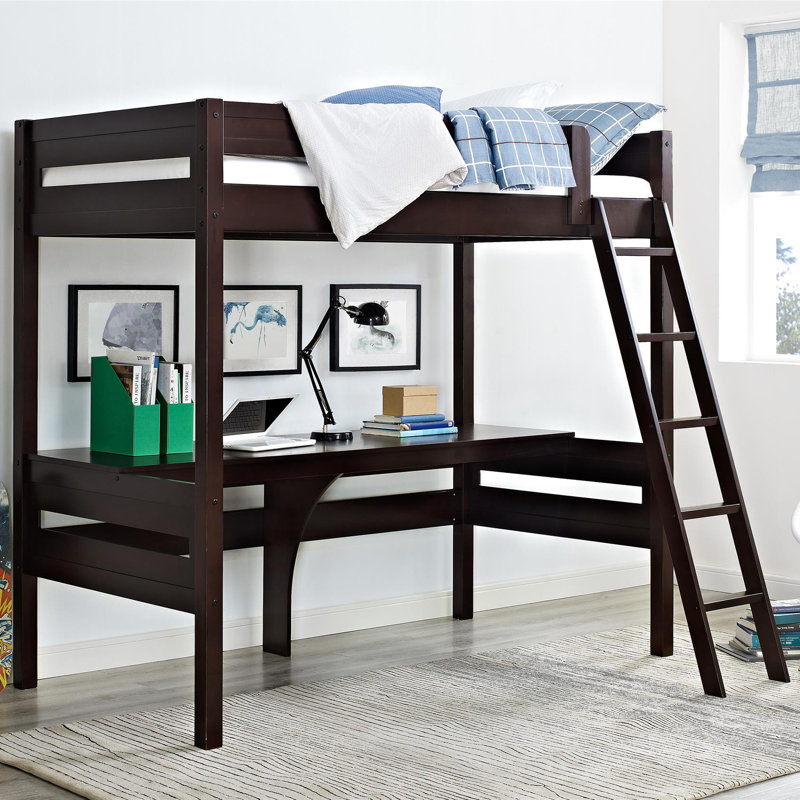 Everiz Kids Twin Loft Bed, Espresso