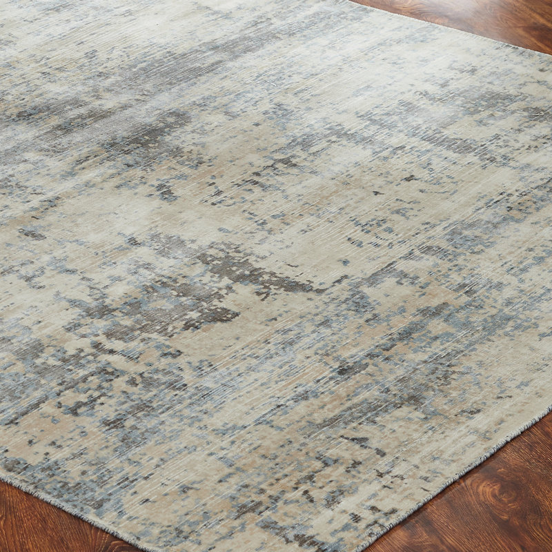 Abstract Area Rug in Gray, Rectangle 9'6" x 13'