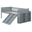 Twin Bed Frame With Storage Shelf, Wooden Bed Frame With Slide And Ladder-1040554657
