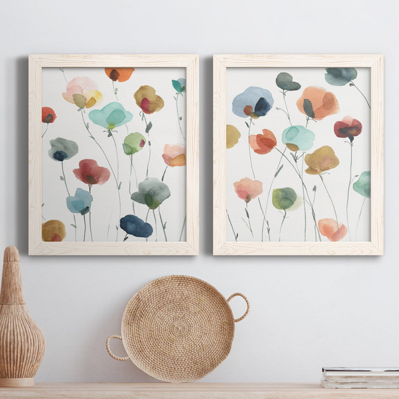 «Lollipop Garden I», ensemble de 2 peintures sur toile encadrées, Toile blanche encadrée, H 24 po x l 36 po x P 1,5 po