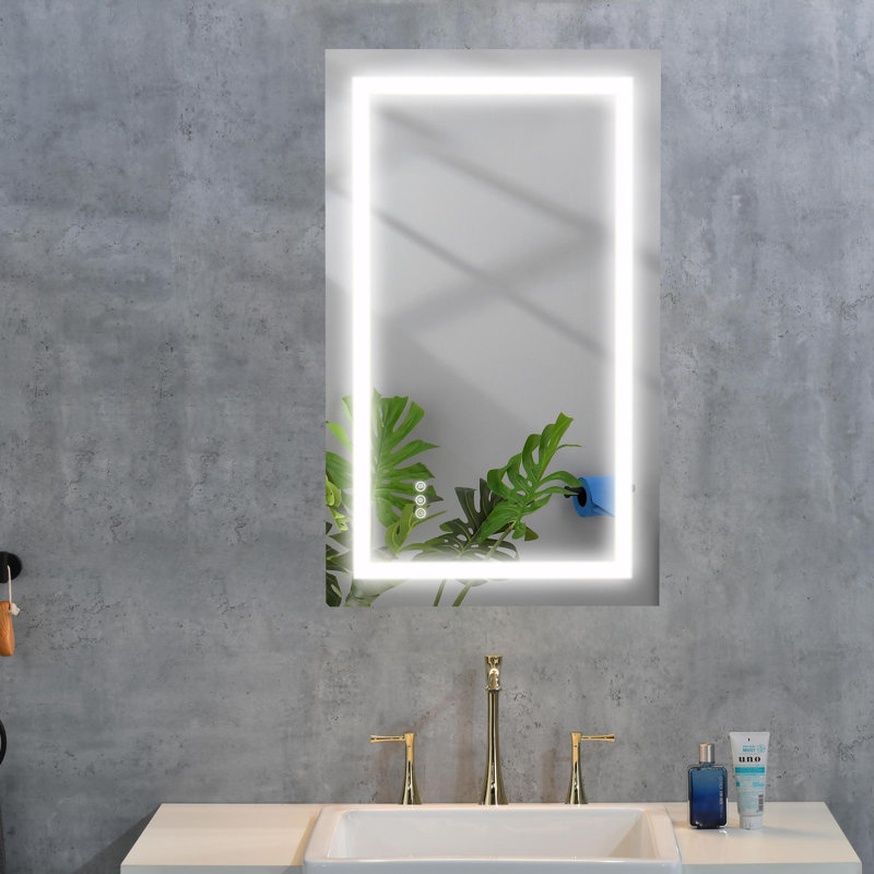 Miroir de salle de bain à DEL avec avant et rétroéclairage, grands miroirs muraux à intensité variable avec mémoire, 3 couleurs, miroir de meuble-lavabo à DEL