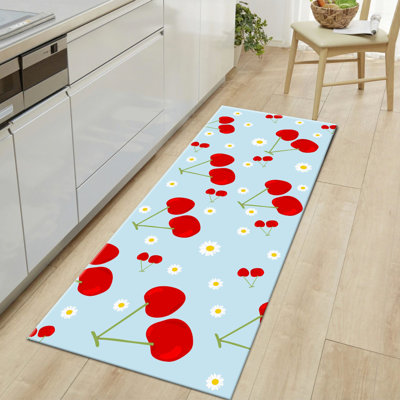 Tapis tissé à la machine à motif floral bleu / rouge / jaune Pande