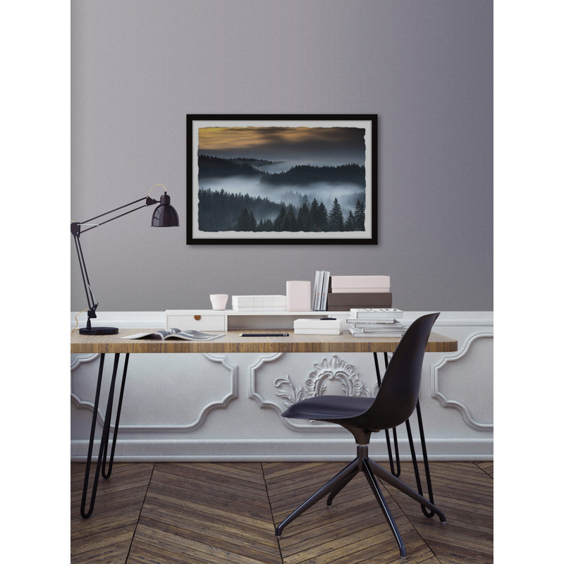 Foggy Winding River 1 Piece Painting, 20cm H x 30cm W, Paper