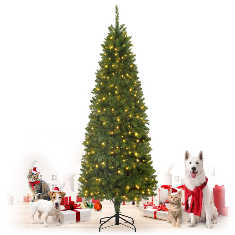 Sapin de Noël artificiel 7,5 pi, sapin Fraser, pré-articulé, avec 350 lumières DEL et 1188 pointes, 7.5'