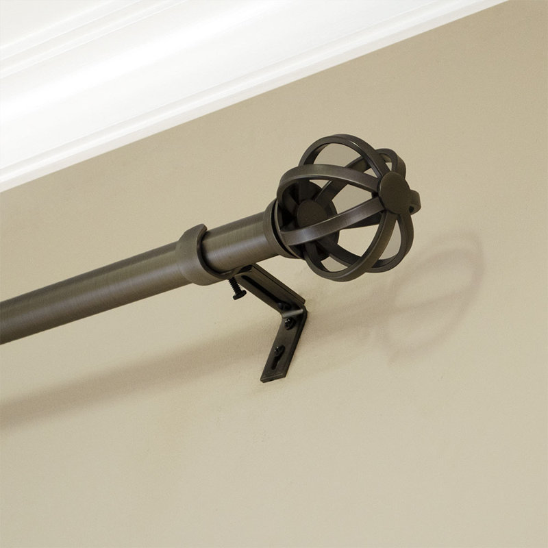 Tringle à rideaux simple réglable 42 "à 120" 1 ", Étain brossé