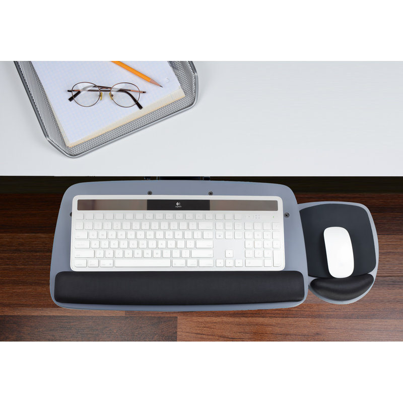 Mount-It! Adjustable Under Desk Keyboard Tray & Mouse Drawer Platform with Ergonomic Wrist Rest Pad