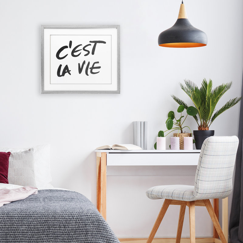 «C'est La Vie», impression encadrée de texte minimal sous verre, conception par SD Graphics Studio, Cadre de ferme gris