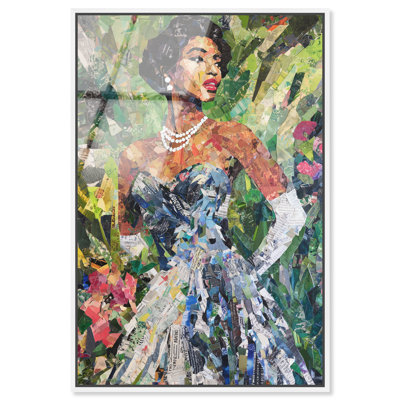 Paper Girl II Framed Acrylic Print Pink Glam Decor by Art Remedy, White Frame, 30 x 45