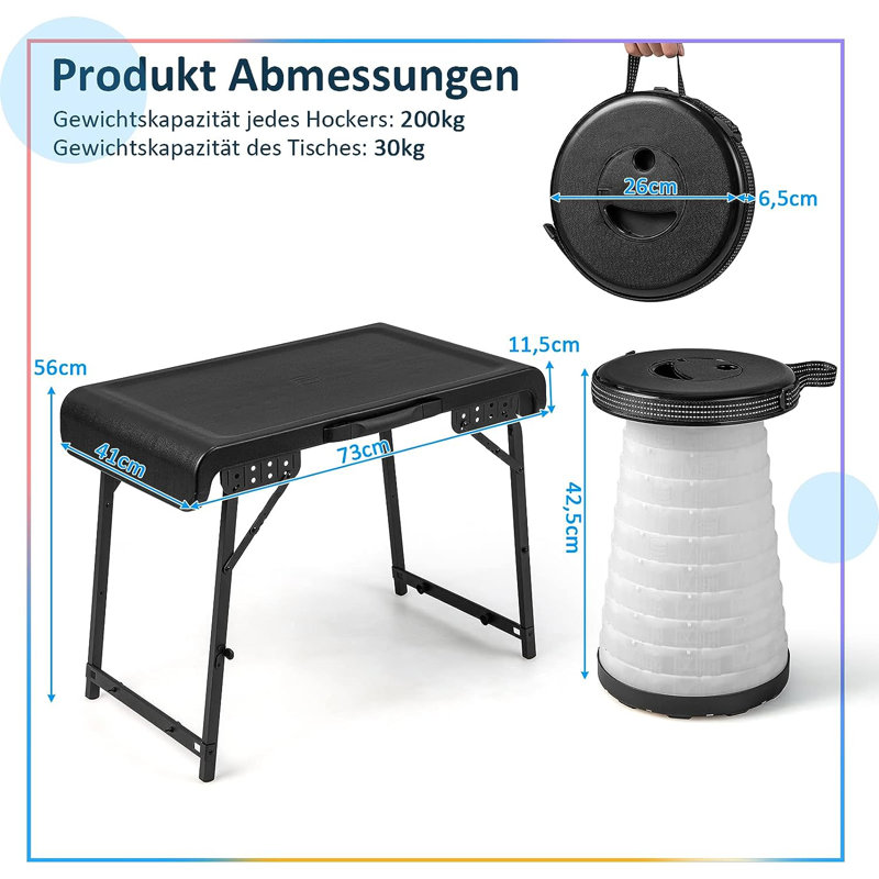 Besiana 73cm Rectangular Portable Folding Table