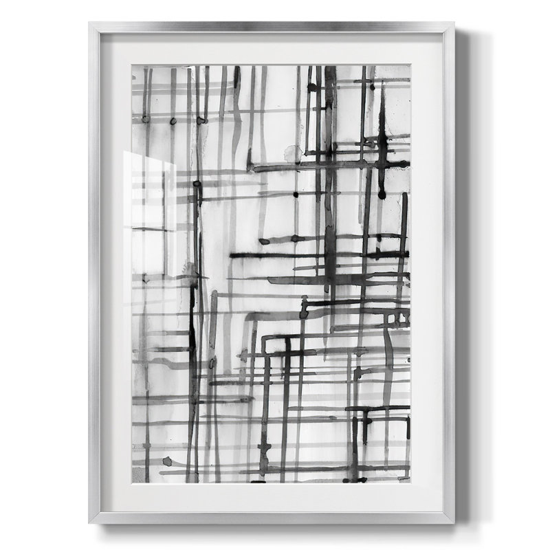 Line Meditation I - Impression encadrée, Argent argent