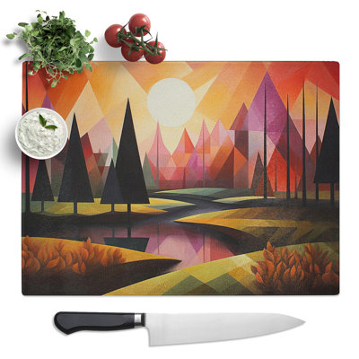 Landscape Geometric No.2  Glass Chopping Board