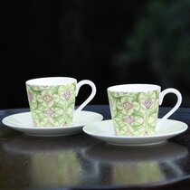 LOVECASA Porcelain Coffee Set, 80ML Espresso Cups with Saucers Set of 6 