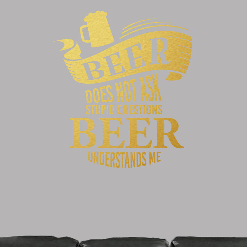 Décalcomanie murale "bière is not ask stupide" Barth, Or