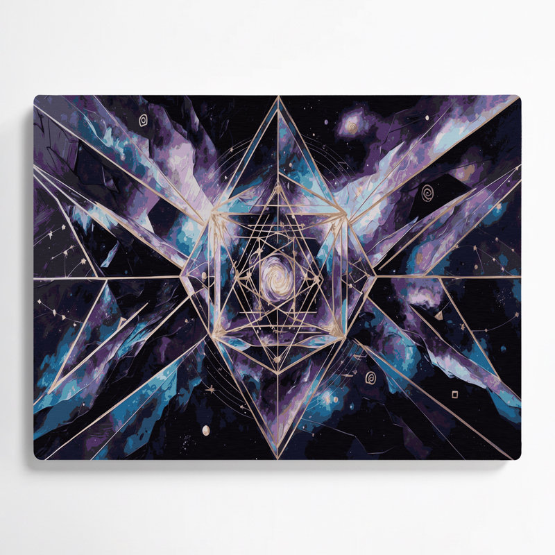 Espace, galaxie géométrique, art mural en métal mauve, H 16 po x l 20 po