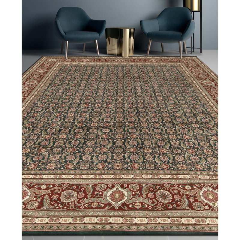 Tapis vert et vin noué à la main de haute qualité
