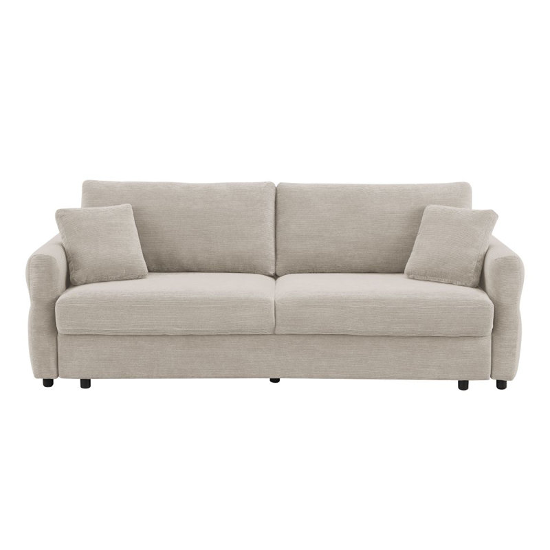 Haran Fabric Pull-Out Sleeper With Storage, Beige