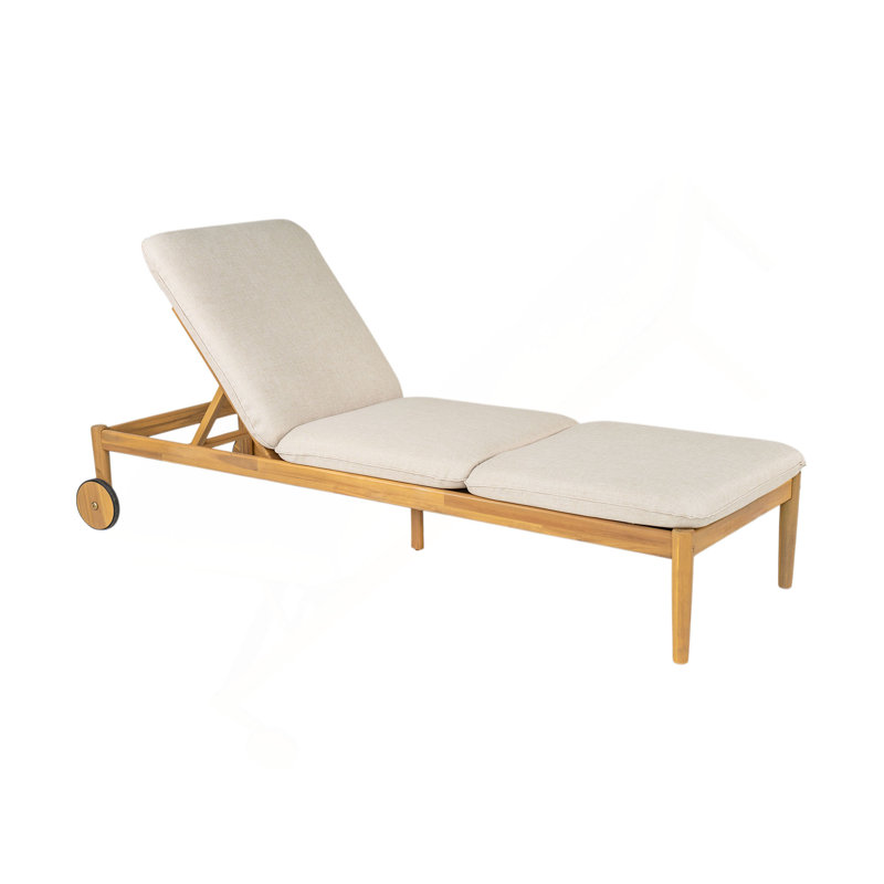 Chaise longue d'extérieur avec roulettes Riviera, structure en bois d'acacia (ensemble de 2)