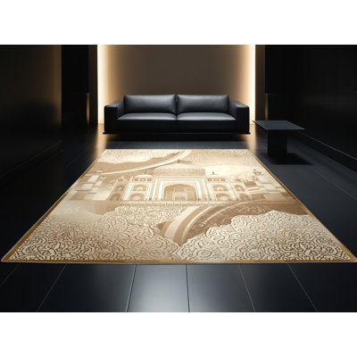 Soft Plush Burnham Taj Mahal India Classic Oriental Area Rug in Beige – Beige Binding