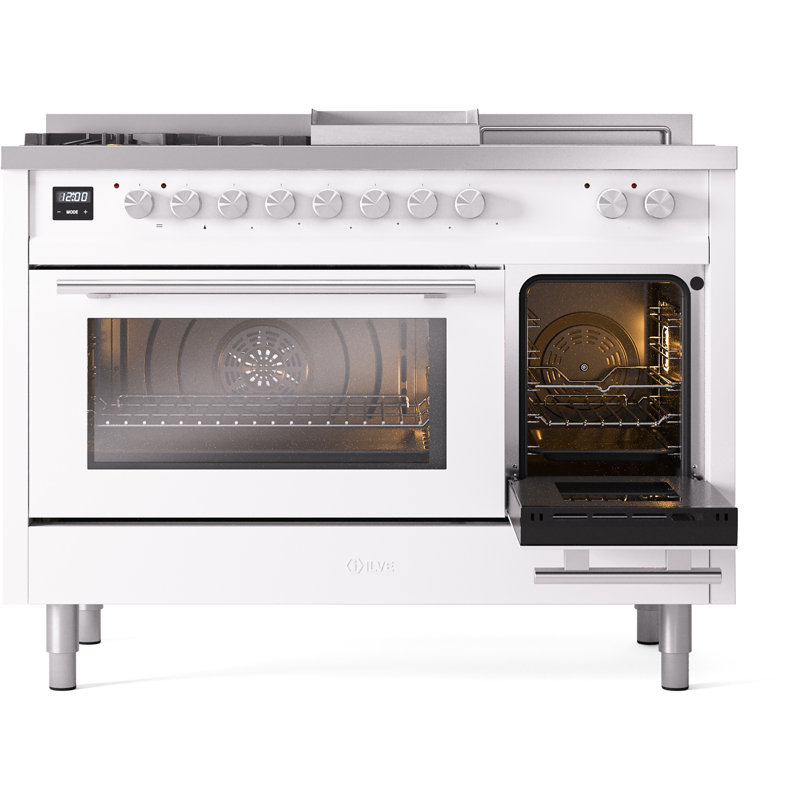 ILVE ProfessionalPlus II 48 Dual Fuel Range, knobs, Stainless Steel, Liquid Propane